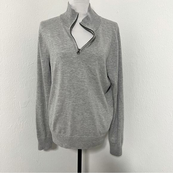 J. Crew Other - J.Crew Mercantile Men’s Medium Gray Quarter Zip Merino Wool Blend Sweater EUC
